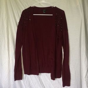 Maroon cardigan with studs